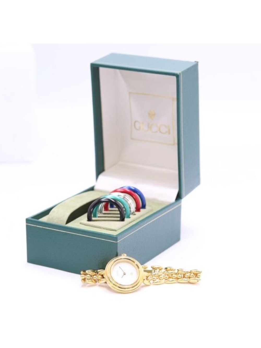 Gucci Box with Replacement Bezel 11/12 Changed Bangle Watch White Dial